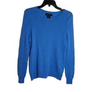 Tahari 2Ply Cashmere Women's‎ Blue Long Sleeve Crew Neck Knit Sweater Casual Top